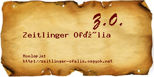 Zeitlinger Ofélia névjegykártya